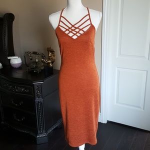 Fashion Nova rust orange criss cross dress